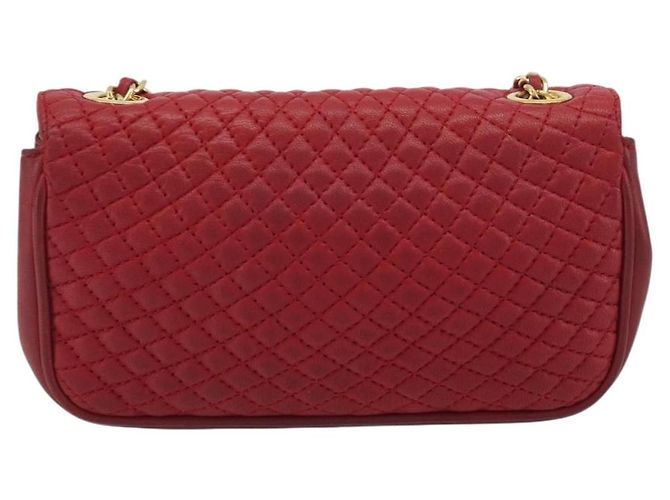 Bolsa de Ombro com Corrente BALLY em Couro Vermelho e Ouro Auth 195012 Dourado - vista 3