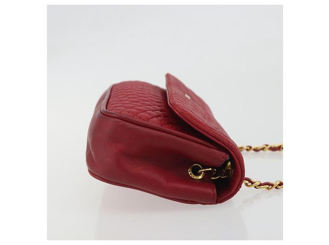 Bolsa de Ombro com Corrente BALLY em Couro Vermelho e Ouro Auth 195012 Dourado - vista 4