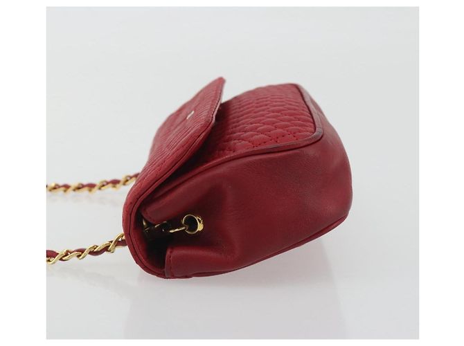 Bolsa de Ombro com Corrente BALLY em Couro Vermelho e Ouro Auth 195012 Dourado - vista 5