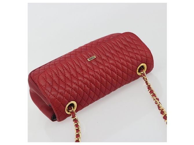 Bolsa de Ombro com Corrente BALLY em Couro Vermelho e Ouro Auth 195012 Dourado - vista 6