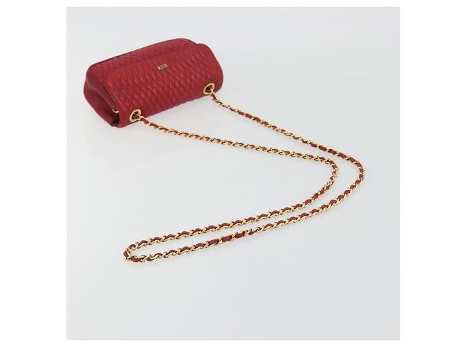 Bolsa de Ombro com Corrente BALLY em Couro Vermelho e Ouro Auth 195012 Dourado - vista 7