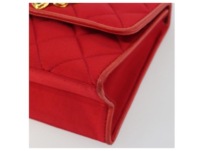 Borsa a tracolla CHANEL Matelasse Chain Gribois Raso Rosso Gold CC Auth 195020 D'oro - vista 10