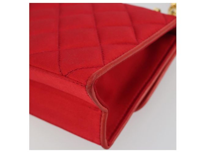 Borsa a tracolla CHANEL Matelasse Chain Gribois Raso Rosso Gold CC Auth 195020 D'oro - vista 12