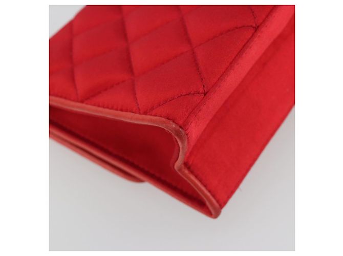 Borsa a tracolla CHANEL Matelasse Chain Gribois Raso Rosso Gold CC Auth 195020 D'oro - vista 13