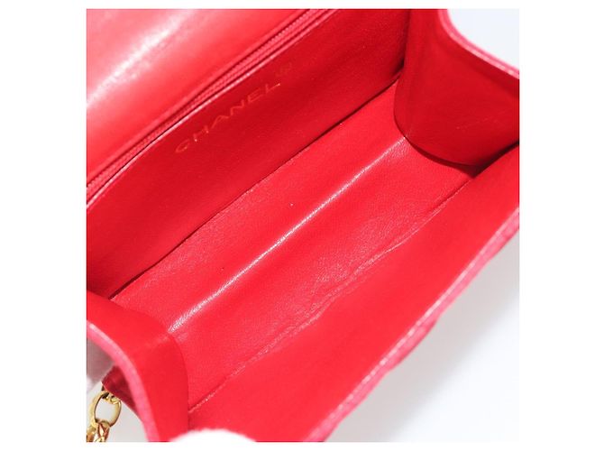 Borsa a tracolla CHANEL Matelasse Chain Gribois Raso Rosso Gold CC Auth 195020 D'oro - vista 18