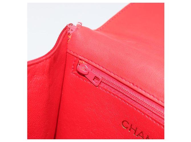 Borsa a tracolla CHANEL Matelasse Chain Gribois Raso Rosso Gold CC Auth 195020 D'oro - vista 21