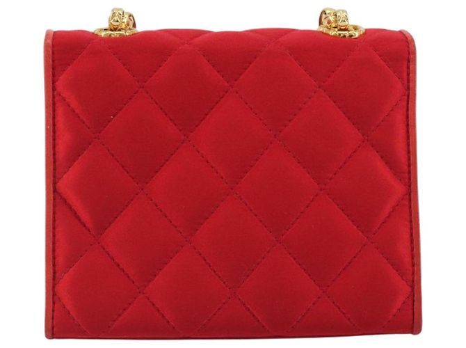 Borsa a tracolla CHANEL Matelasse Chain Gribois Raso Rosso Gold CC Auth 195020 D'oro - vista 3