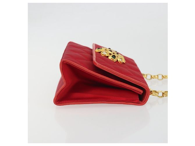 Borsa a tracolla CHANEL Matelasse Chain Gribois Raso Rosso Gold CC Auth 195020 D'oro - vista 4