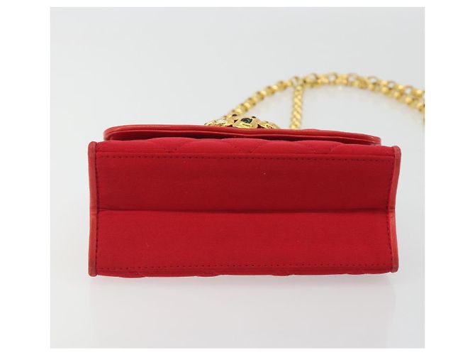 Borsa a tracolla CHANEL Matelasse Chain Gribois Raso Rosso Gold CC Auth 195020 D'oro - vista 9