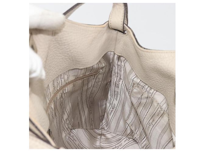 Borsa a tracolla Salvatore Ferragamo Gancini in pelle Ivory Silver Auth 196279 Argento Crudo - vista 19