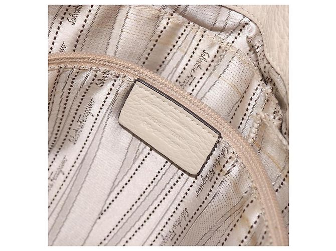 Borsa a tracolla Salvatore Ferragamo Gancini in pelle Ivory Silver Auth 196279 Argento Crudo - vista 23