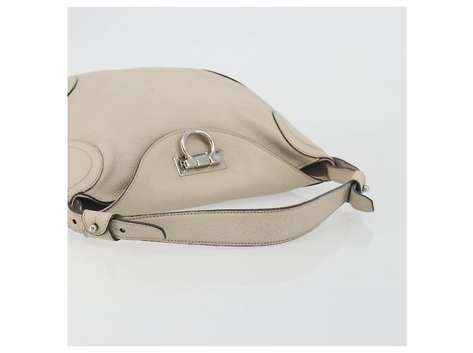 Borsa a tracolla Salvatore Ferragamo Gancini in pelle Ivory Silver Auth 196279 Argento Crudo - vista 7