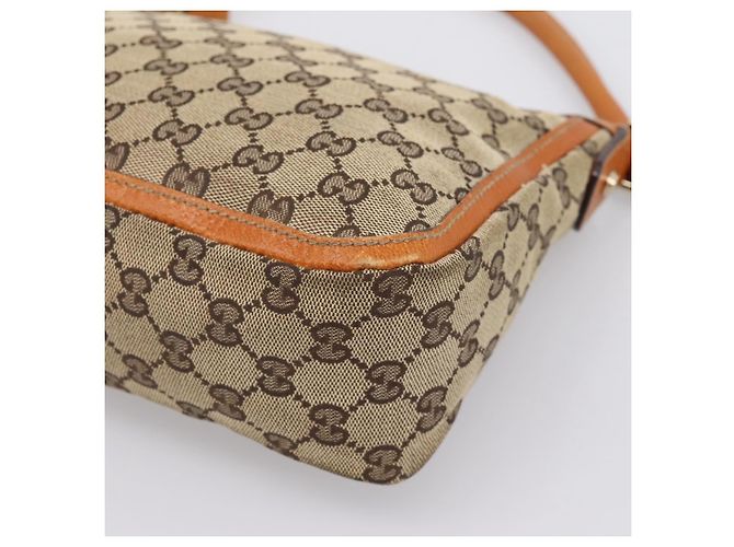 Borsa GUCCI GG Canvas Beige Gold Tone 146244 Auth BA15387 - vista 12