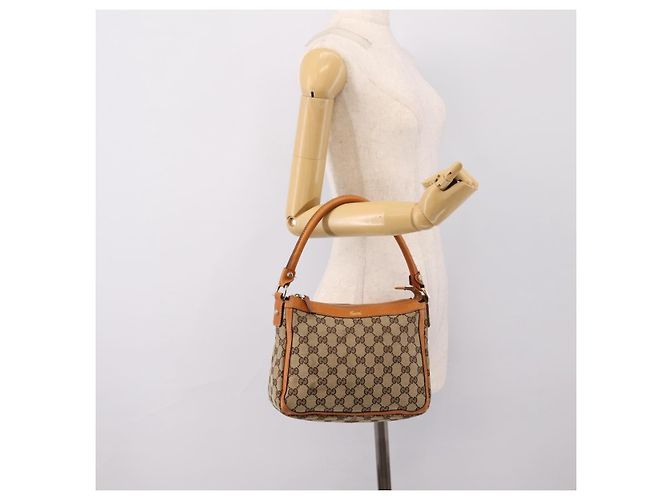 Borsa GUCCI GG Canvas Beige Gold Tone 146244 Auth BA15387 - vista 22