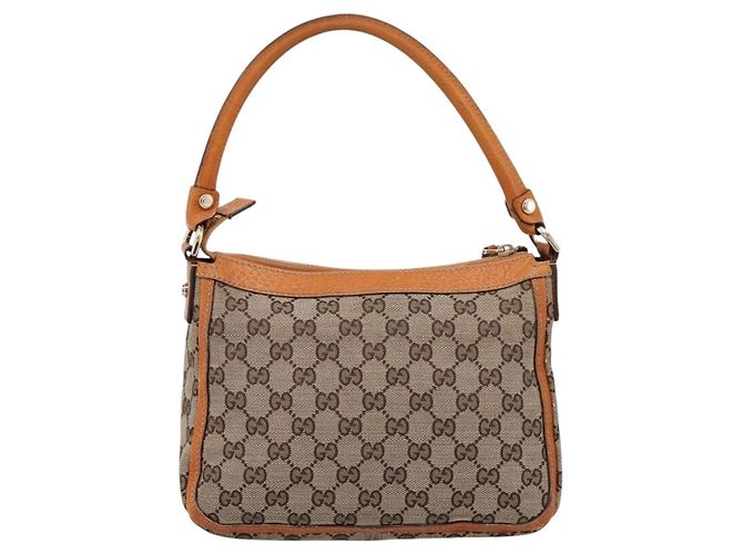 Borsa GUCCI GG Canvas Beige Gold Tone 146244 Auth BA15387 - vista 3