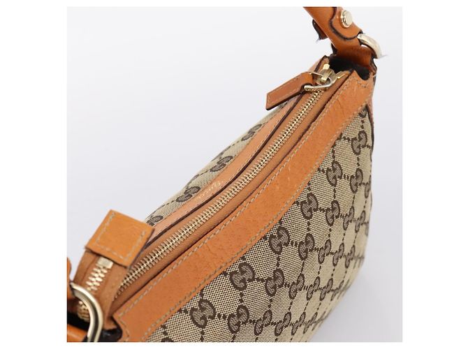 Borsa GUCCI GG Canvas Beige Gold Tone 146244 Auth BA15387 - vista 6
