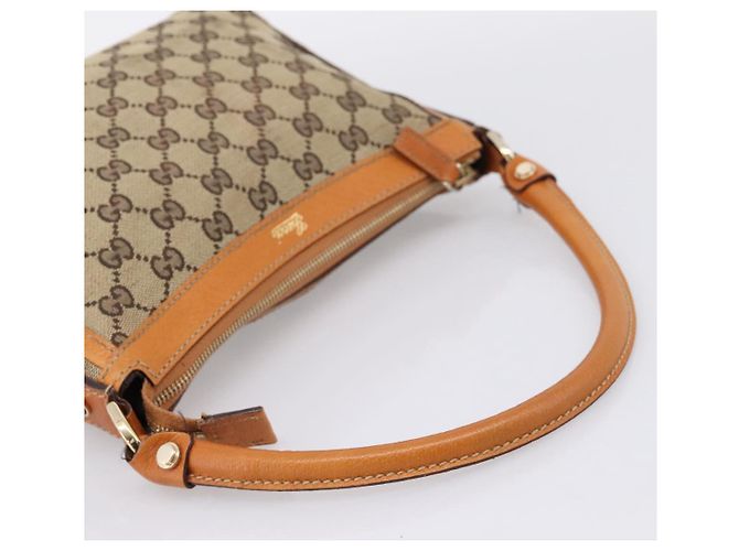 Borsa GUCCI GG Canvas Beige Gold Tone 146244 Auth BA15387 - vista 7