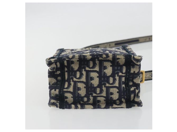 Christian Dior Trotter Book Tote Mini Vertical Phone Bag Navy Auth 196183A Blu navy - vista 11