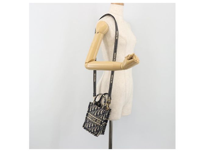 Christian Dior Trotter Book Tote Mini Vertical Phone Bag Navy Auth 196183A Blu navy - vista 22