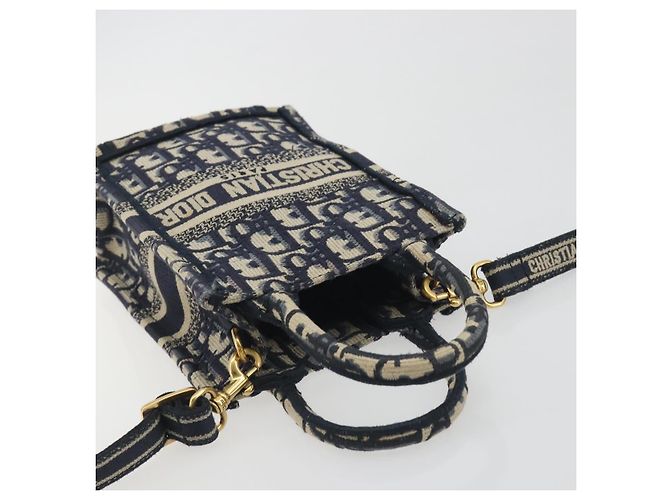 Christian Dior Trotter Book Tote Mini Vertical Phone Bag Navy Auth 196183A Blu navy - vista 6