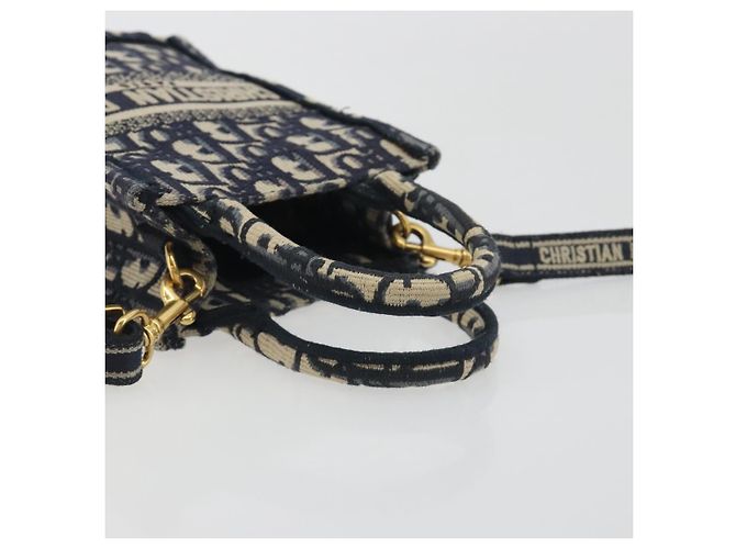 Christian Dior Trotter Book Tote Mini Vertical Phone Bag Navy Auth 196183A Blu navy - vista 7