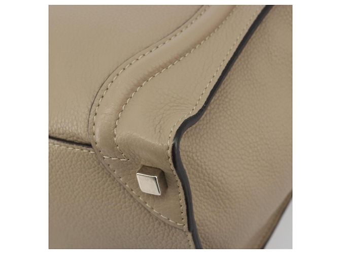 Céline CELINE Luggage Micro Shopper Hand Bag Leather Beige Silver Auth 196658V Plata - vista 12