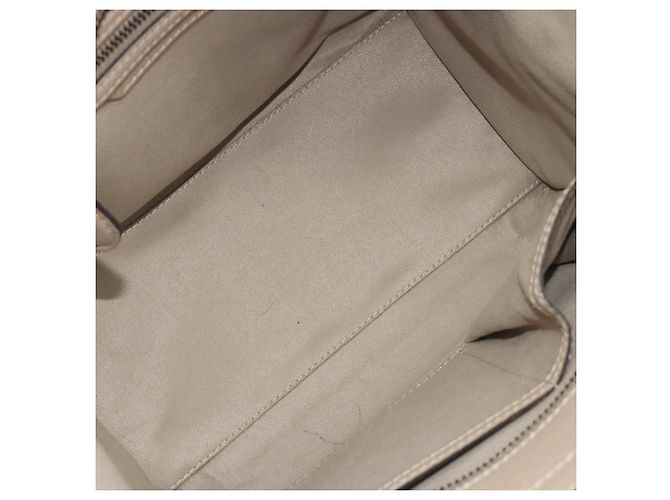 Céline CELINE Luggage Micro Shopper Hand Bag Leather Beige Silver Auth 196658V Plata - vista 17