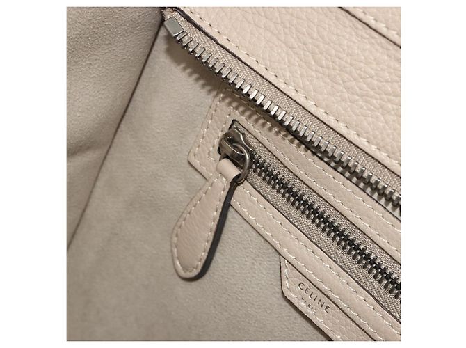 Céline CELINE Luggage Micro Shopper Hand Bag Leather Beige Silver Auth 196658V Plata - vista 20