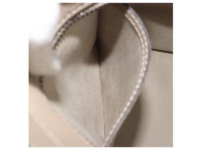 Céline CELINE Luggage Micro Shopper Hand Bag Leather Beige Silver Auth 196658V Plata - vista 22