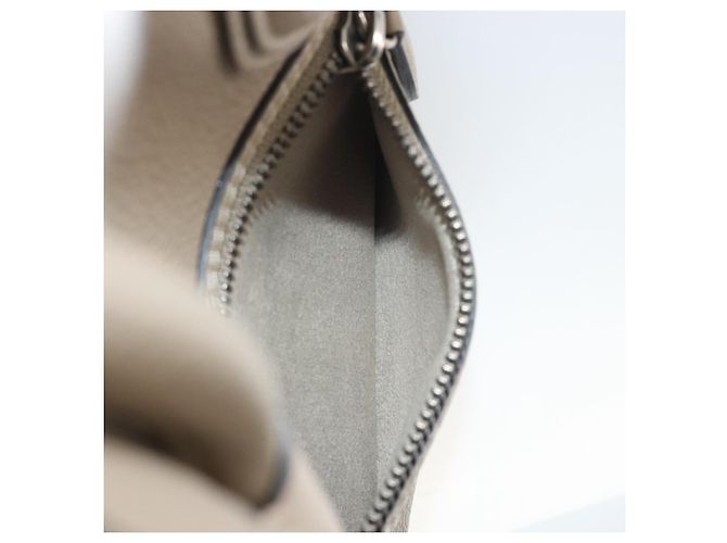 Céline CELINE Luggage Micro Shopper Hand Bag Leather Beige Silver Auth 196658V Plata - vista 23