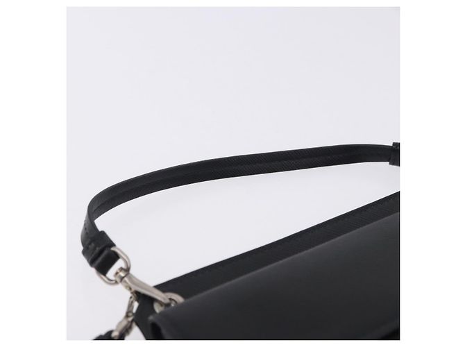 PRADA Schultertasche aus Saffiano-Leder Schwarz Silber Auth ka5546A - Ansicht 8