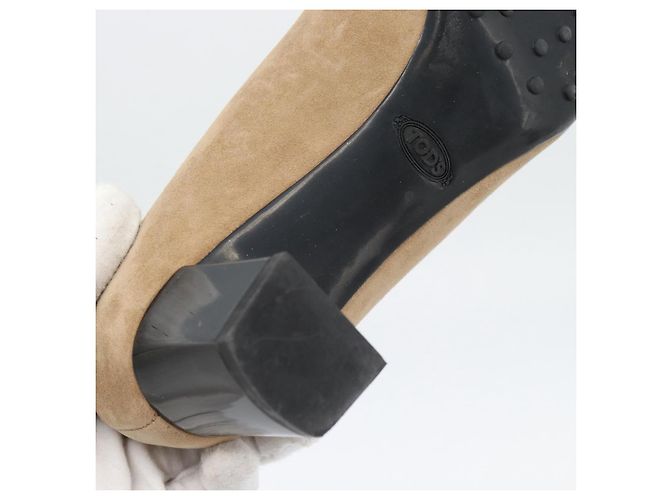 Décolleté TOD'S Suede 37 Beige Gold Auth 193710M D'oro - vista 10