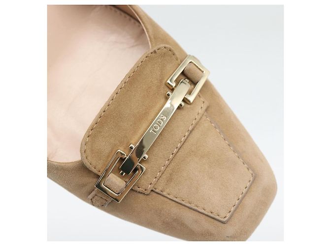 Décolleté TOD'S Suede 37 Beige Gold Auth 193710M D'oro - vista 11