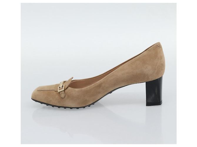 Décolleté TOD'S Suede 37 Beige Gold Auth 193710M D'oro - vista 14
