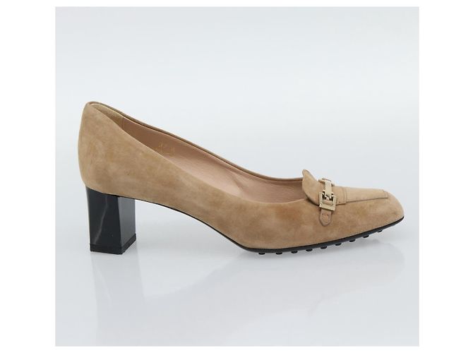 Décolleté TOD'S Suede 37 Beige Gold Auth 193710M D'oro - vista 15