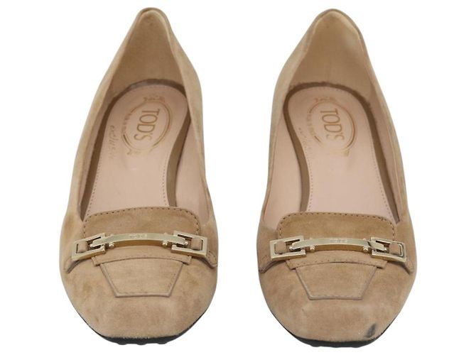 Décolleté TOD'S Suede 37 Beige Gold Auth 193710M D'oro - vista 2