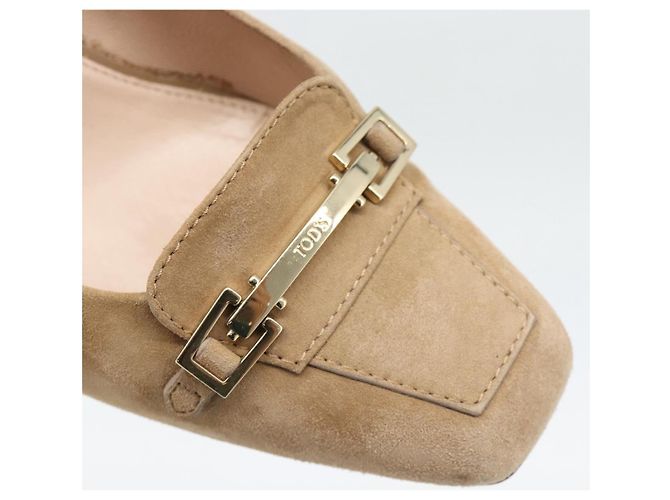 Décolleté TOD'S Suede 37 Beige Gold Auth 193710M D'oro - vista 21