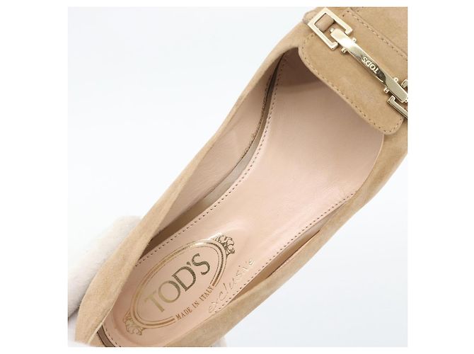 Décolleté TOD'S Suede 37 Beige Gold Auth 193710M D'oro - vista 22