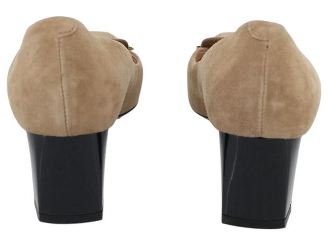 Décolleté TOD'S Suede 37 Beige Gold Auth 193710M D'oro - vista 3