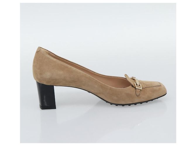 Décolleté TOD'S Suede 37 Beige Gold Auth 193710M D'oro - vista 4