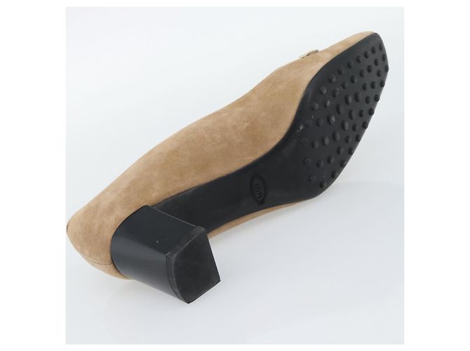 Décolleté TOD'S Suede 37 Beige Gold Auth 193710M D'oro - vista 8