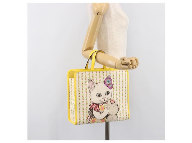 Borsa Tote GUCCI Higuchi Yoko in cotone giallo 605613 Auth 167610SAM - vista 21