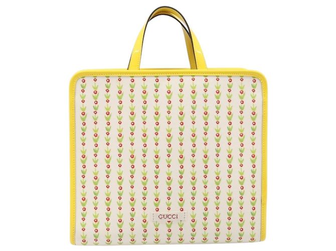 Borsa Tote GUCCI Higuchi Yoko in cotone giallo 605613 Auth 167610SAM - vista 3