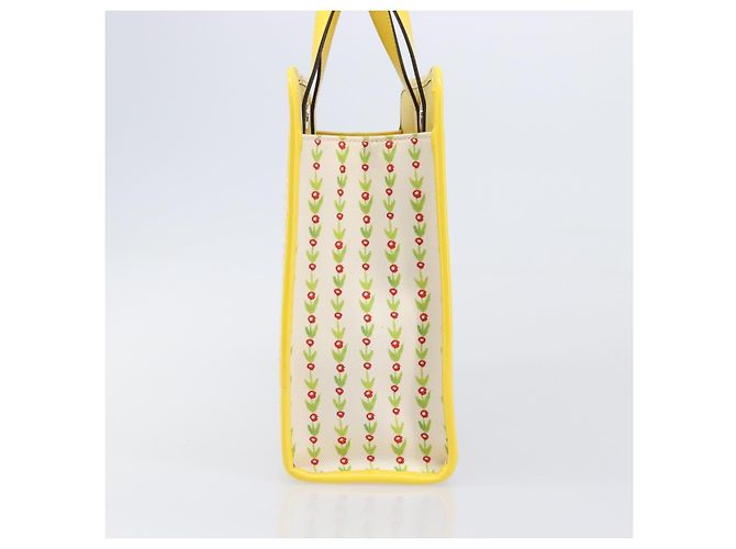 Borsa Tote GUCCI Higuchi Yoko in cotone giallo 605613 Auth 167610SAM - vista 5
