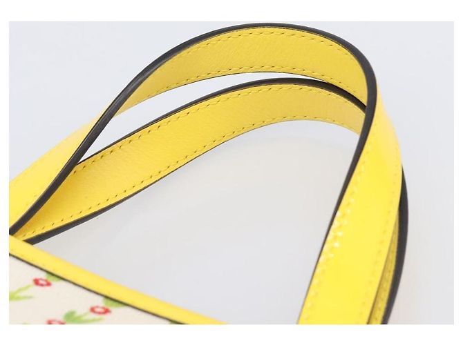 Borsa Tote GUCCI Higuchi Yoko in cotone giallo 605613 Auth 167610SAM - vista 8