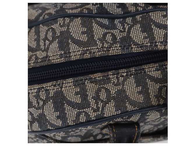Borsa a mano Double Saddle in tela Trotter Christian Dior Navy Tono Oro Auth ka6207 Blu navy - vista 11