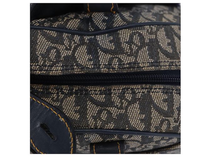 Borsa a mano Double Saddle in tela Trotter Christian Dior Navy Tono Oro Auth ka6207 Blu navy - vista 12