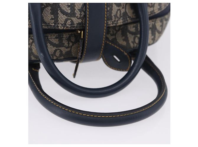 Borsa a mano Double Saddle in tela Trotter Christian Dior Navy Tono Oro Auth ka6207 Blu navy - vista 13