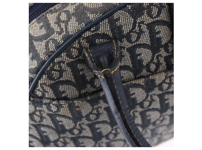 Borsa a mano Double Saddle in tela Trotter Christian Dior Navy Tono Oro Auth ka6207 Blu navy - vista 18
