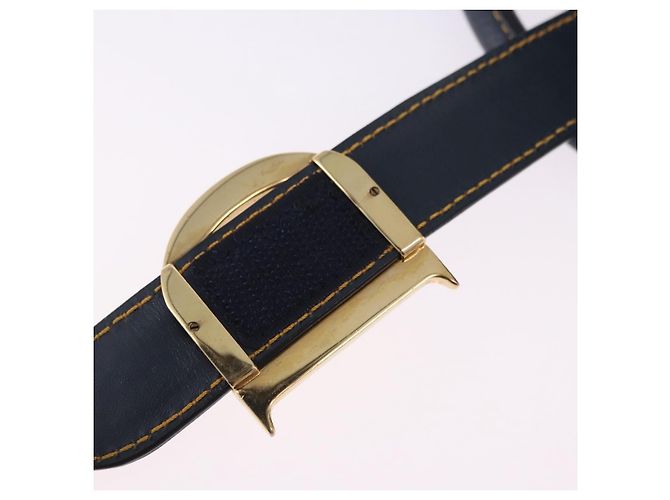 Borsa a mano Double Saddle in tela Trotter Christian Dior Navy Tono Oro Auth ka6207 Blu navy - vista 27